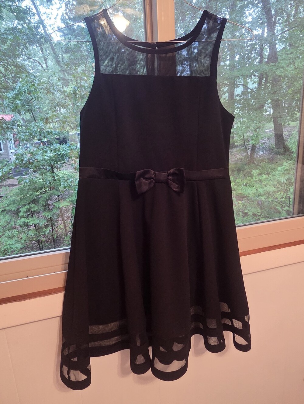 Calvin Klein Illusion Mesh Bow Front Dress for Girls